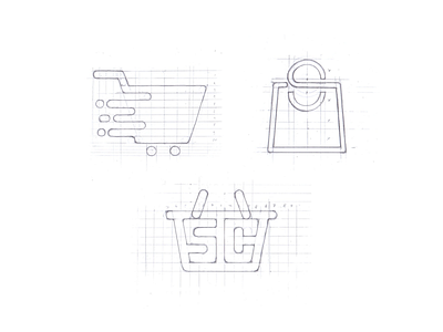 Standard cognition icon logo mark minimalist monogram s sc shop shopping shopping cart symbol