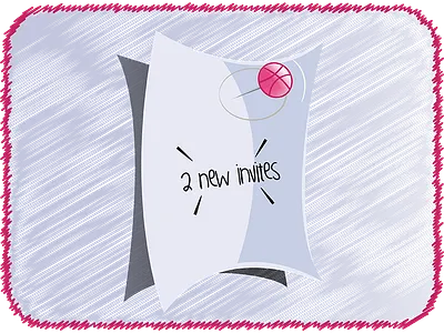 2x Dribbble Invites 2 draft dribbble giveaway illustration invitation invite invites paper pin two