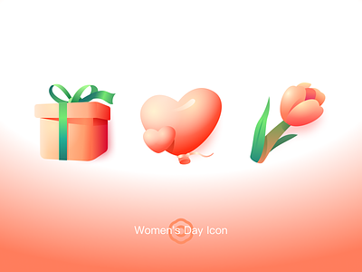Women's Day Icon 3d balloon flower gift gorgeous icon illustration light love tulips