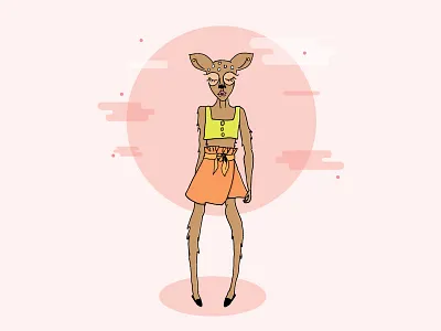 Deer character deer design fashion illustrations pencil sketched