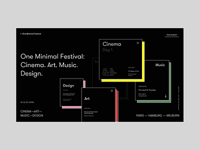 One Minimal Festival Homepage Alternative Version art black cinema concept design festival grid homepage music promo ui ux