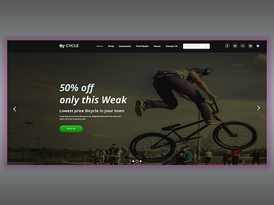 Cycle bicycle card cycle design footer grid header hero landing page ui web