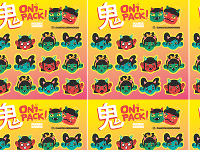 Stickers demon emoji faces girl japan oni sheet stickers