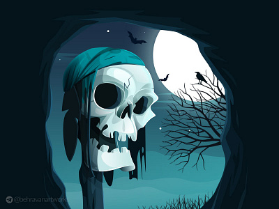 Skeleton characterdesign illustartion night skeleton