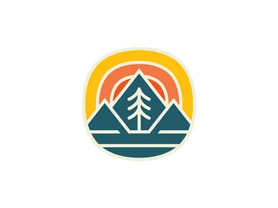 Fell Sticker 1 badge fell logo mountain patch pine sticker sunrise sunset tree