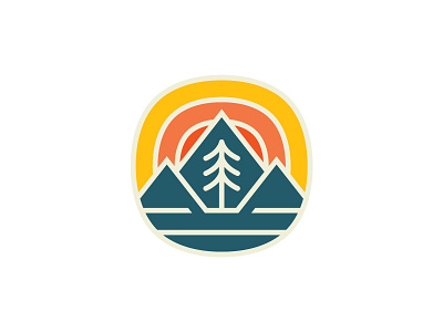 Fell Sticker 1 badge fell logo mountain patch pine sticker sunrise sunset tree