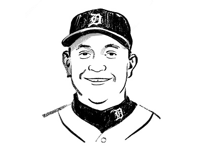 Miguel Cabrera and baseball black headshot illustration man mlb portrait portraiture white