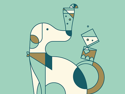 The "Good Boy" Happy Hour art deco at cafe dog doggo happy hour illustration plaza the