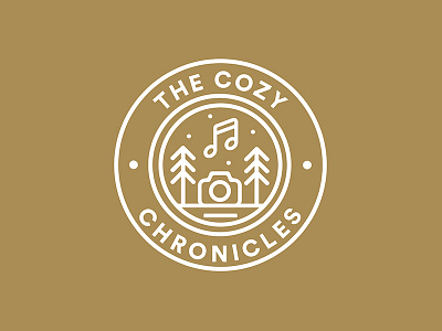 The Cozy Chronicles Photography Badge badge branding explore identity logo logo design photo photography photography logo scene trees typography