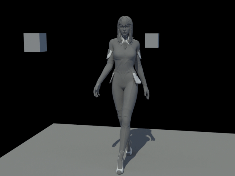 GirlyWalk 3d animation cg cycle girl light maya walk