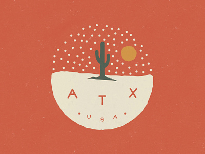 ATX austin cactus custom type desert green illustration orange texas yellow