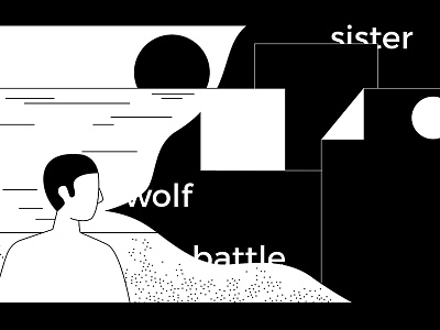 Storyteller blackwhite editorial illustration invisible cities sea storyteller sunset