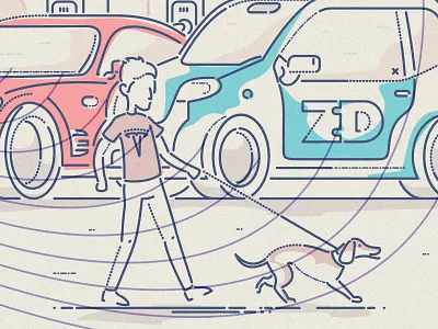 Walkies china electric illustration james oconnell lines minimal tesla thumbprint vehicle wired