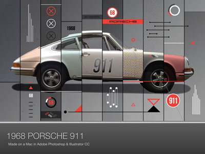1968 Porsche 911 branding graphic design vector art illustration logos