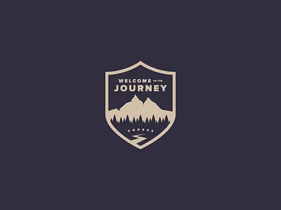 Journey Badge badge journey logo mountains negative space river tree welcome
