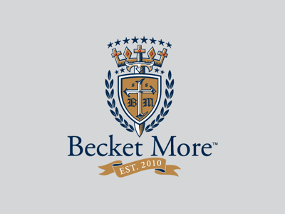 Becket More Logo attorney crest cross crown law firm lawyer shield sword wreath