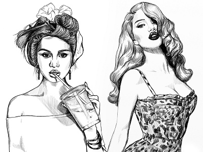 Fashion #66 artwork drawing fashion illustration portrait selena gomez sketch