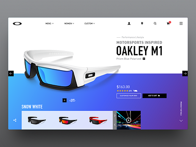 Oakley M1 Product Page concept design oakley product sunglasses ui web ux webdesign motorsports