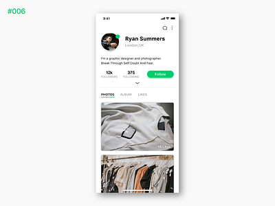 Daily UI #006 User Profile app dailyui ios mobile photo profile social user