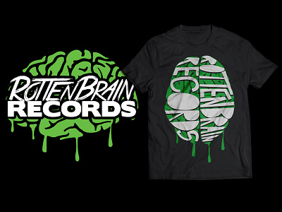 Rotten Brain Records brain branding logo screenprint shirt design