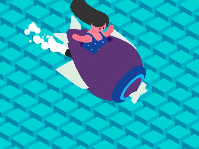 The fly girl ae airship animation cube fly gif girl motion