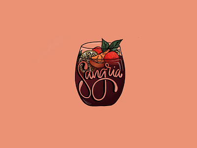 Sangria cocktail color design digital drink illustration type