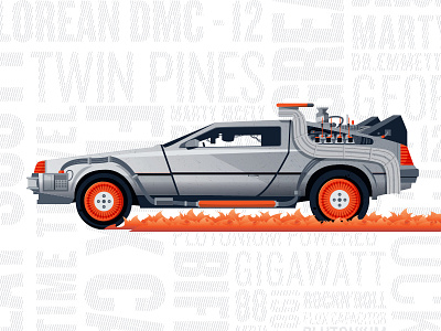 Delorean: Fire Trail back to the future delorean design illustration sticker sticker design vector