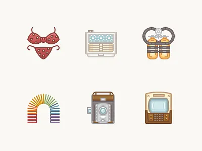 History Icons 1940s air conditioner aqua lung bikini history icons iconset polaroid scuba gear slinky vintage vintage tv