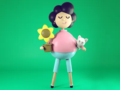 Cat Lady 3d animals cats characte cinema4d dribbble lady modeling octane pets render shot