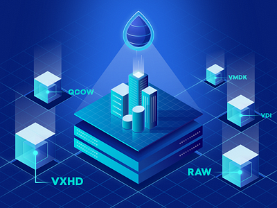 Blog Header Illustration boxes city digital digitalocean drop futuristic grid illustration isometric