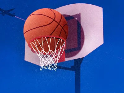 Stuck ball basketball dope drawing illustration rim sky stuck style