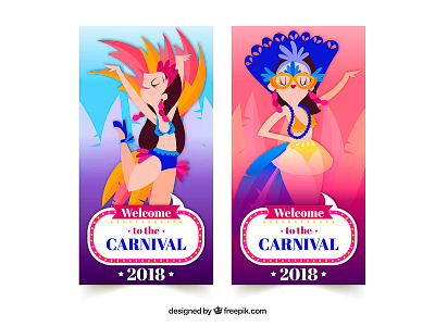 Brazilian Carnival Dancers brasil brazilian carnival dancers flat freepik illustration rio carnival vector