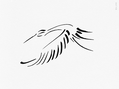 WILDLIFE: a stork black drawing hand illustration ink minimalism nature parallel pen stork white