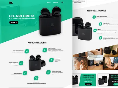 Lit Product page design airpod landing page product