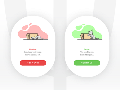 #dailyui #011 Flash Message cat dailyui failure flash message illustrator mobile app schrodinger success