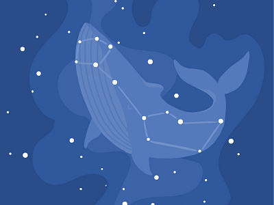 Constellations - close up dark illustration illustrator moon night night sky sky stars whale