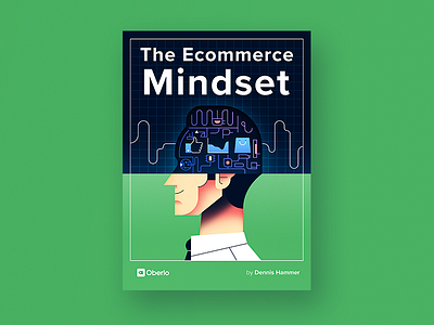 The Ecommerce Mindset Ebook Cover art cover ebook ecommerce gradient green head illustration man minimal texture vector