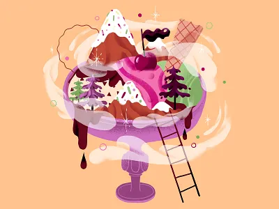 Ice Cream food ice cream illustration mountains nature summer