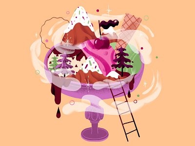 Ice Cream food ice cream illustration mountains nature summer