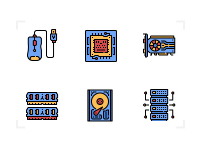 Computer icons computer electronics filled icon parts technology tools