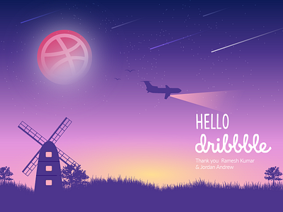 Hello Dribbble adobe illustration daily ui sky night