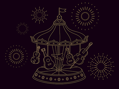 illustration for Ocarina A-zhi "Ocarina Playground" album part1 cello graphic design guitar illustration merry go round music ocarina playground violin