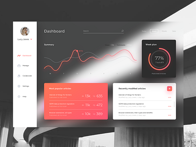 Dashboard analytics blur chart clean dailyui dashboard gradient graph profile statistics stats user interface