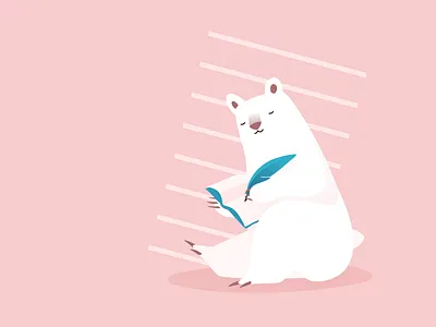 Once upon a bear art bear character design editorial feather flat graphic design illustration mindfulness notebook vector writing