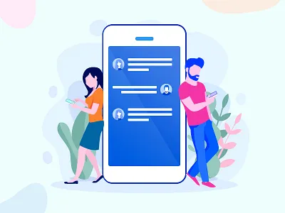 Send And Receive Text Messages Illustration character communication design illustration people ui vector work