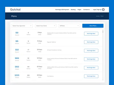 Recharge Plans balance bill payment card data clean data plan design layout mobile recharge page plans recharge responsive template top up ui user interface ux web website