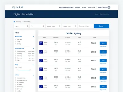 Flight Search List arrival book ticket booking departure design flight flight booking flight details flight search layout one way trip page results return search list template ui ux web website