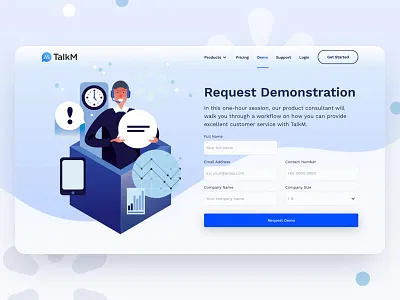 TalkM Demo Page card design chatbot crm illustrations intercom kervin tan krvin live chat philippines talkm ui design zendesk