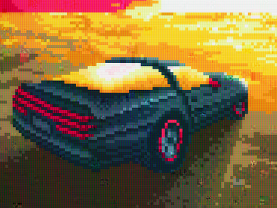 Retrofying™ this motherfucker! car clouds pixel art radical red retro rxsolo sky sun sunrise