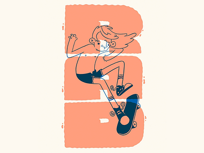 A rad skateboarding pose blake stevenson block letters character design hand lettering illustration jetpacks and rollerskates jetpacksandrollerskates retro skateboarding typography